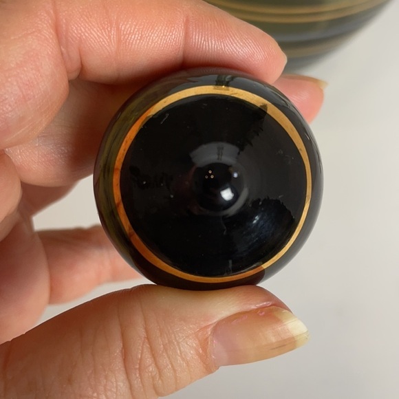 Vintage Bohemian MCM Gold Striped Smokey Topaz Decanter Set - Picture 5 of 13